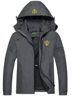 Mens Waterproof Rain Jacket Lightweight Hooded Windbreaker Hiking Outdoor Coat